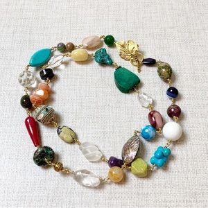 Wire Wrapped Multi Stone Statement Necklace